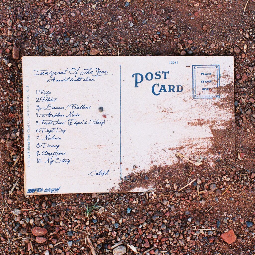 The back cover of Immigrant of the Year lists all ten tracks on the album and features Caliph’s signature.